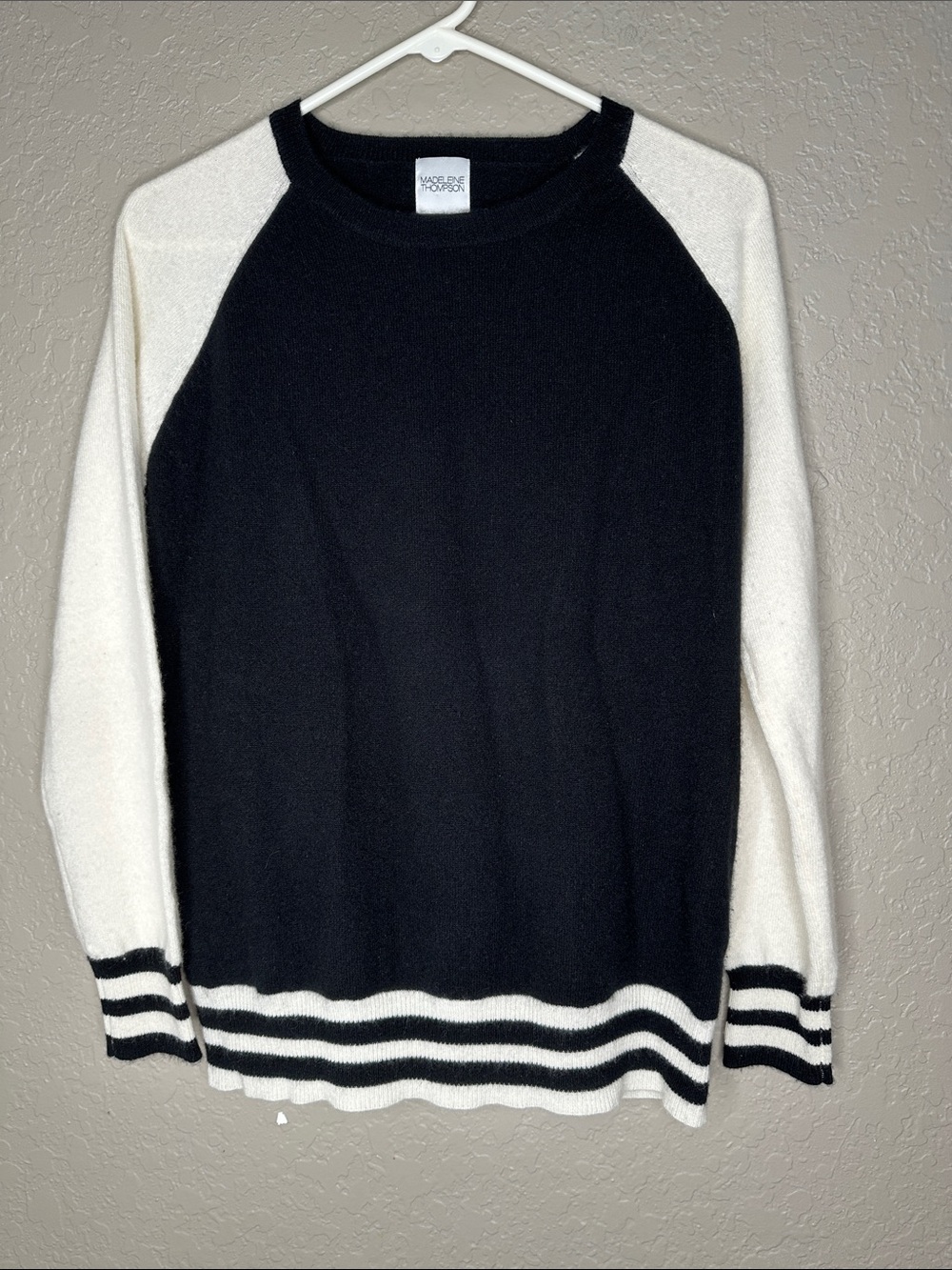 Madeline Thompson luxury cashmere crew neck raglan sweater